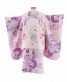 七五三 3歳女の子用被布[しなこ](被布)薄ピンク(着物)紫のレトロモダン柄No.114V